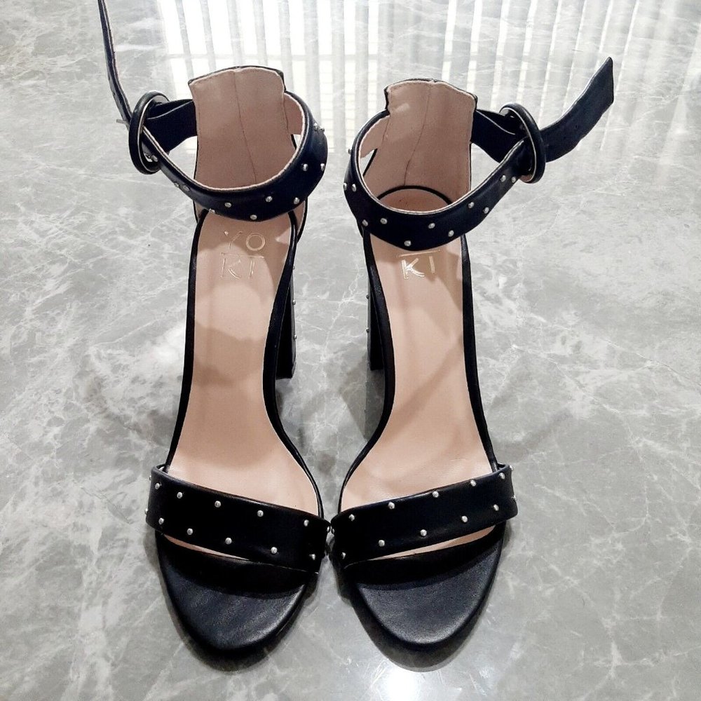 Women's Friday Faux Leather Open Toe Casual Strappy Block Heel Shoes SZ 6